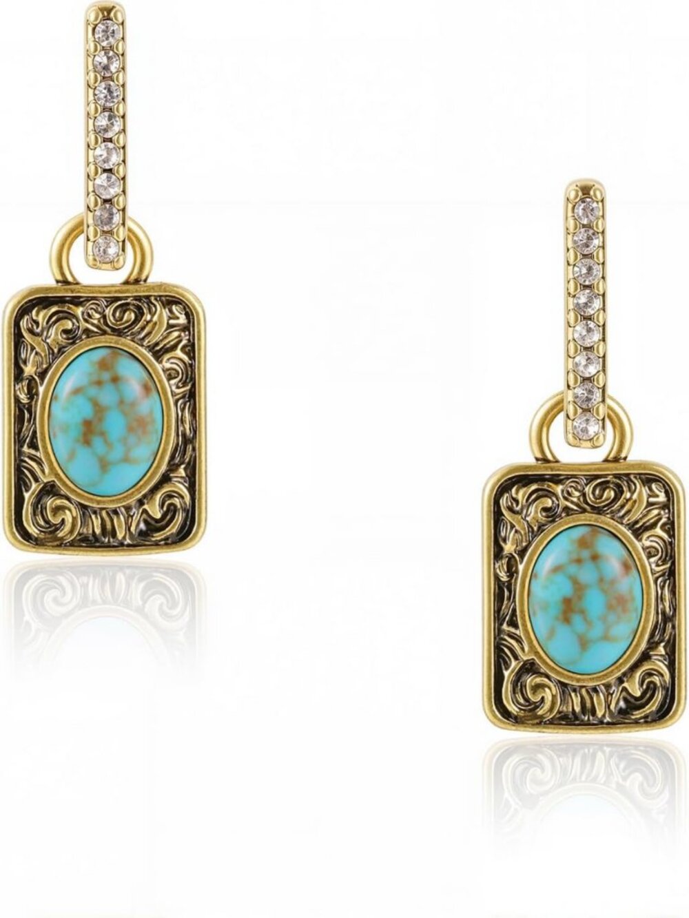 Turquoise Square Earrings for Women | Boho Chic Jewelry | Statement Accessories